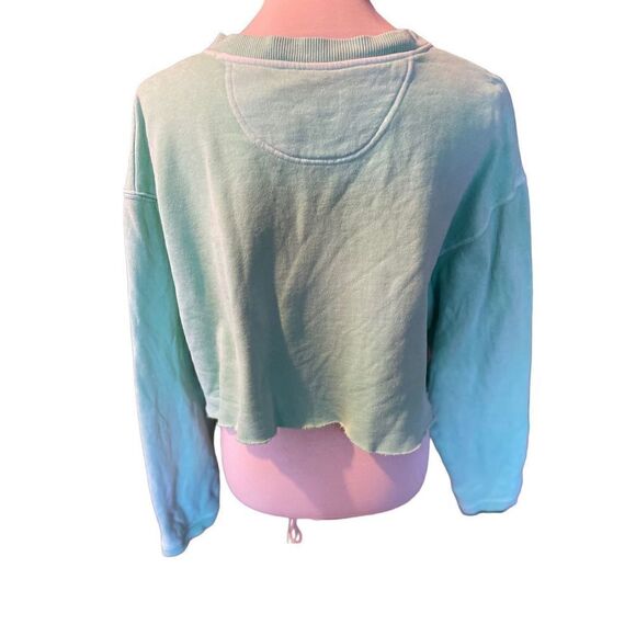 Mendocino The Shirt Company Lime Green Long Sleeve V-Neck Raw Hem Sweatshirt Siz - Picture 2 of 7